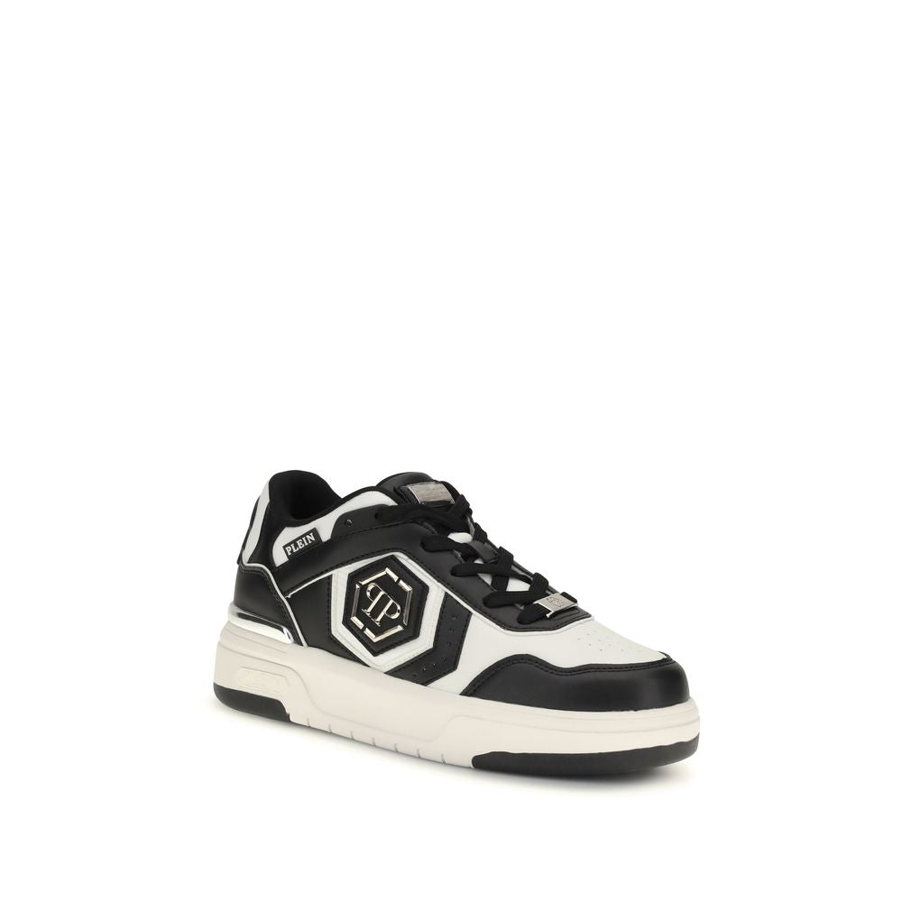 Philipp Plein Black Calf Leather Bos Taurus Athletic Men's Sneakers