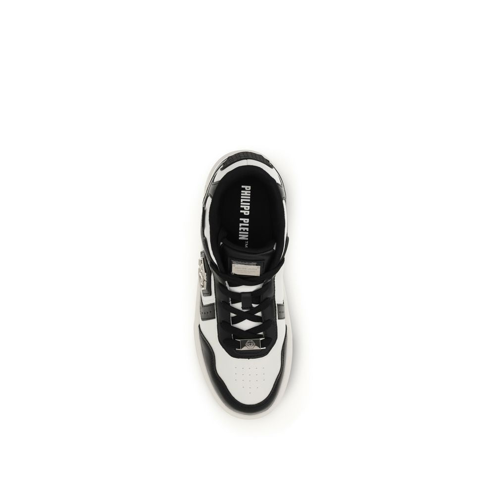Philipp Plein Black Calf Leather Bos Taurus Athletic Men's Sneakers