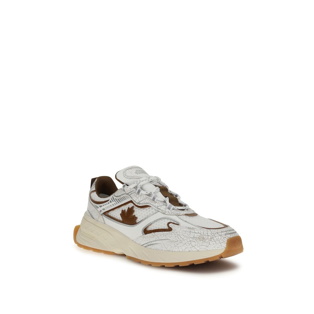 Dsquared² White Calf Leather Bos Taurus Athletic Men's Sneakers