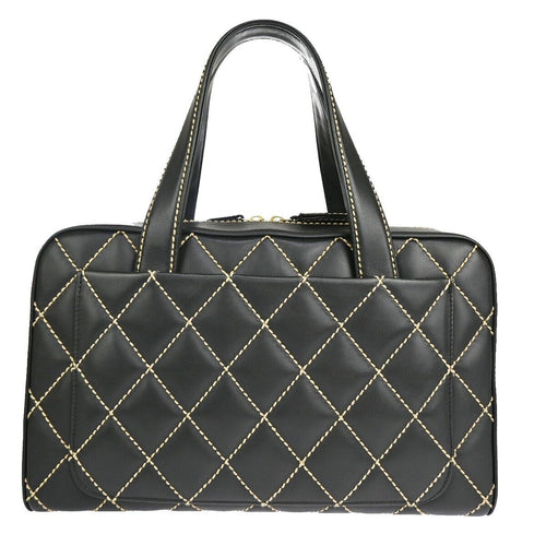 Chanel Wild Stitch Black Leather Handbag (Pre-Owned)