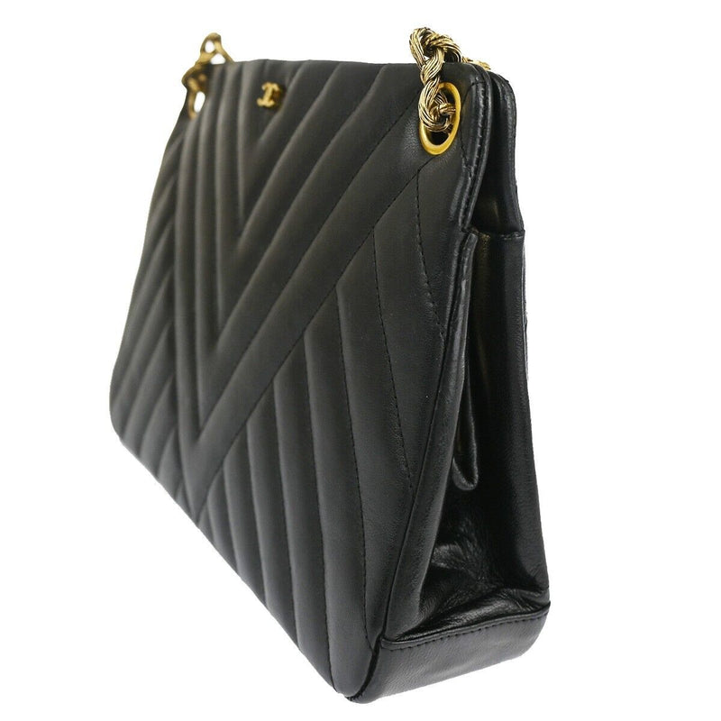 Chanel V-Stich Black Leather Handbag (Pre-Owned)
