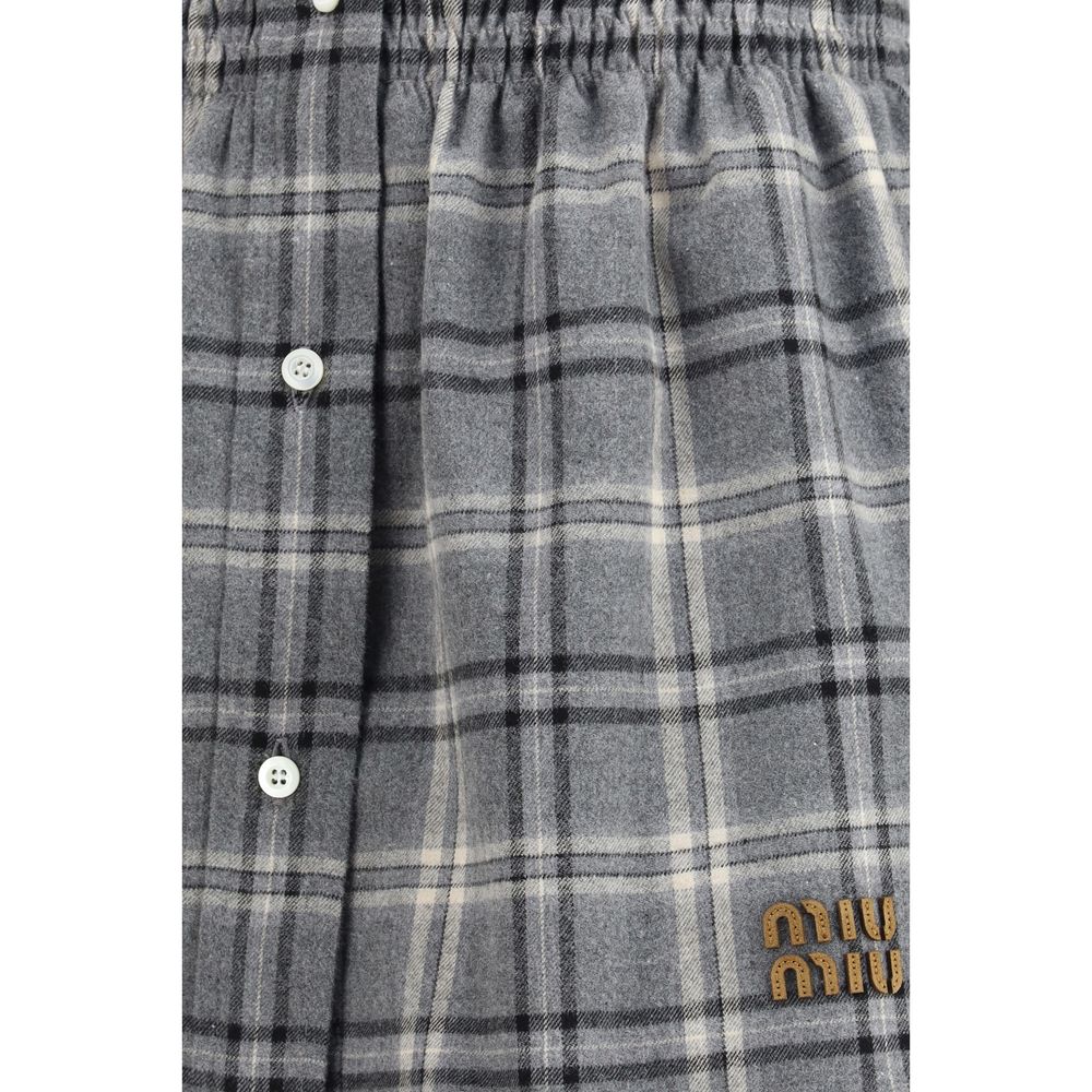 Miu Miu Gray Cotton Mini Women's Skirt