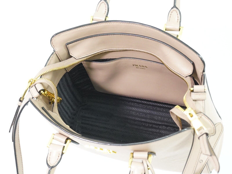 Prada Saffiano Beige Leather Handbag (Pre-Owned)