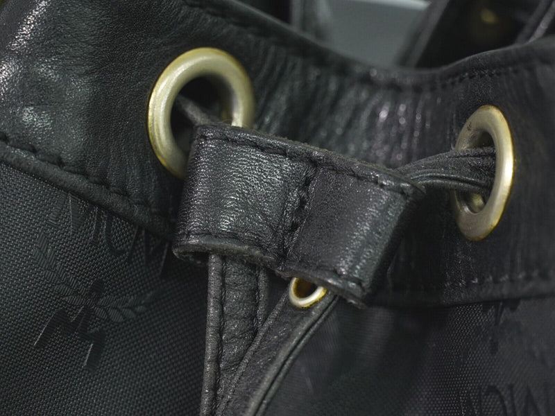 MCM Visetos Black Leather Shopper Bag (Pre-Owned)