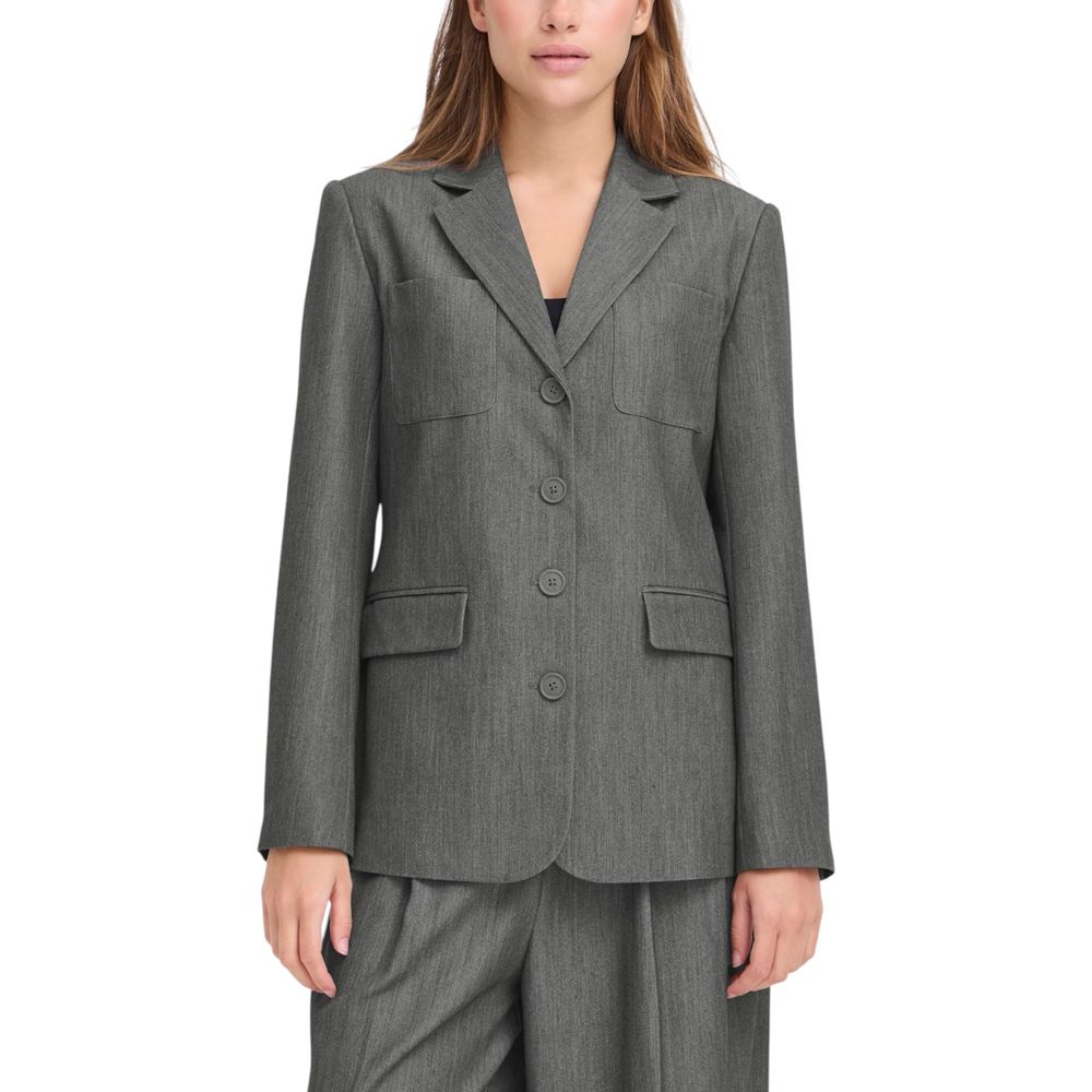 ICHI Gray Polyester Women's Blazer