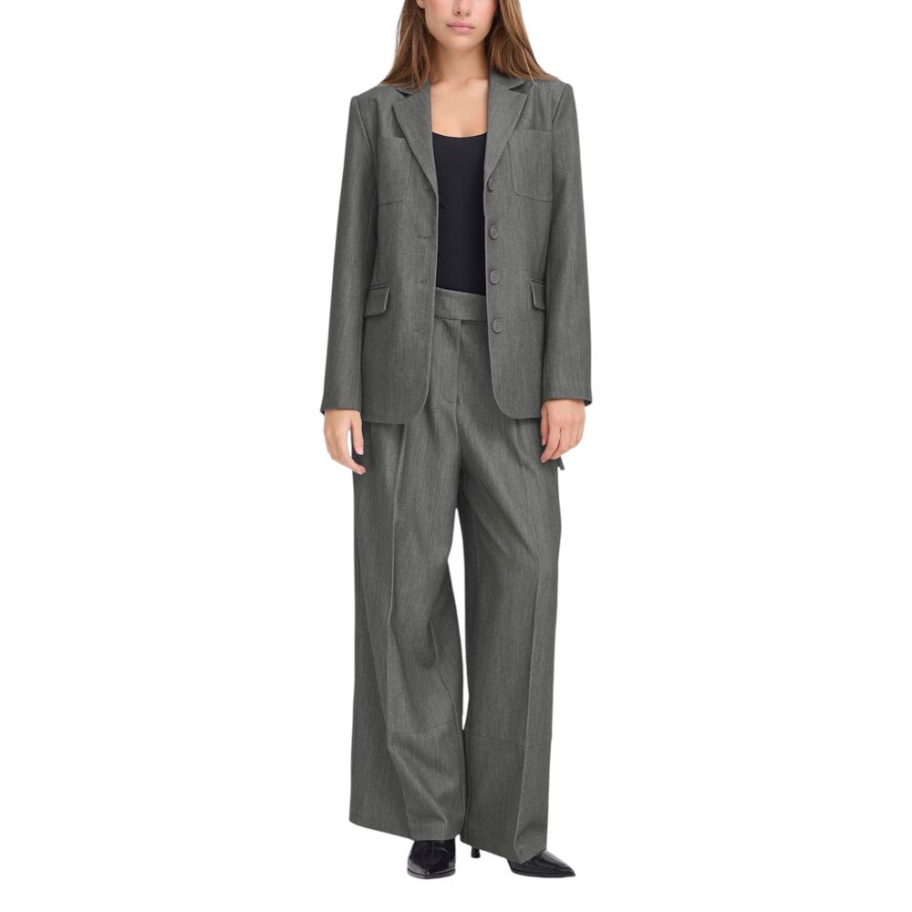 ICHI Gray Polyester Women's Blazer