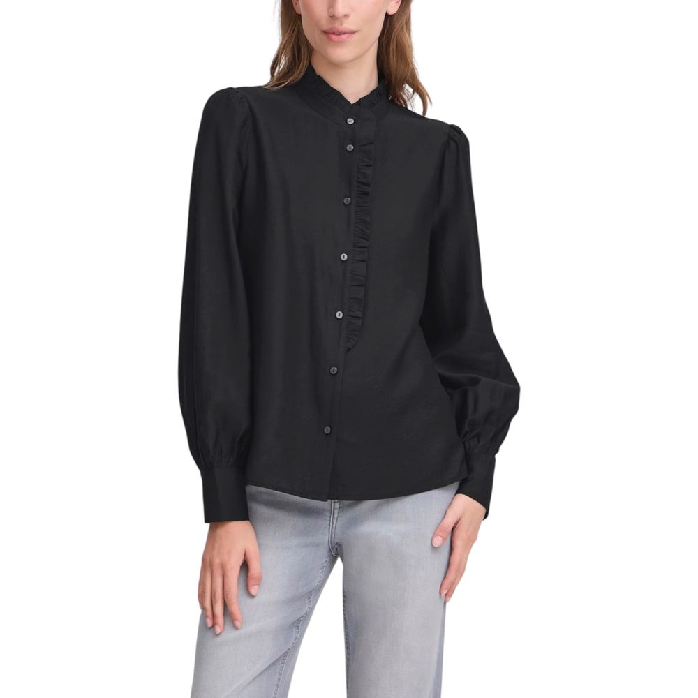 ICHI Black Viscose Women's Blouse