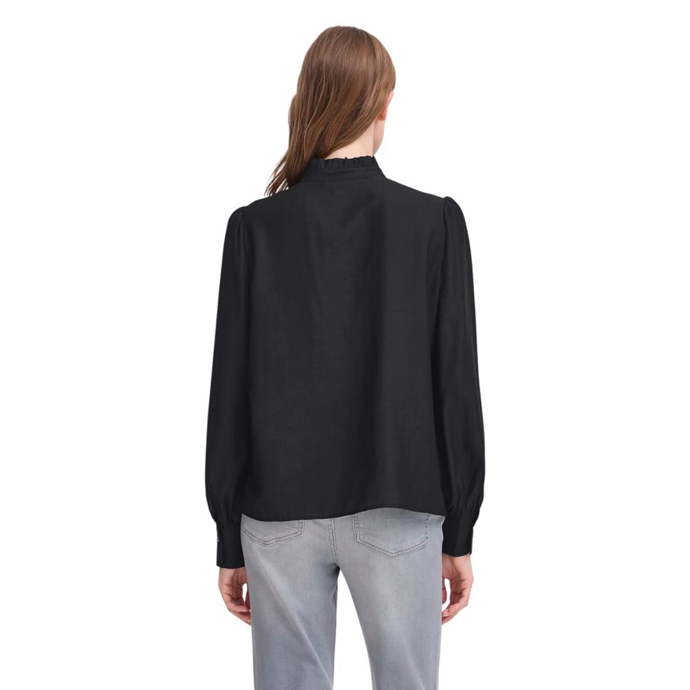 ICHI Black Viscose Women's Blouse