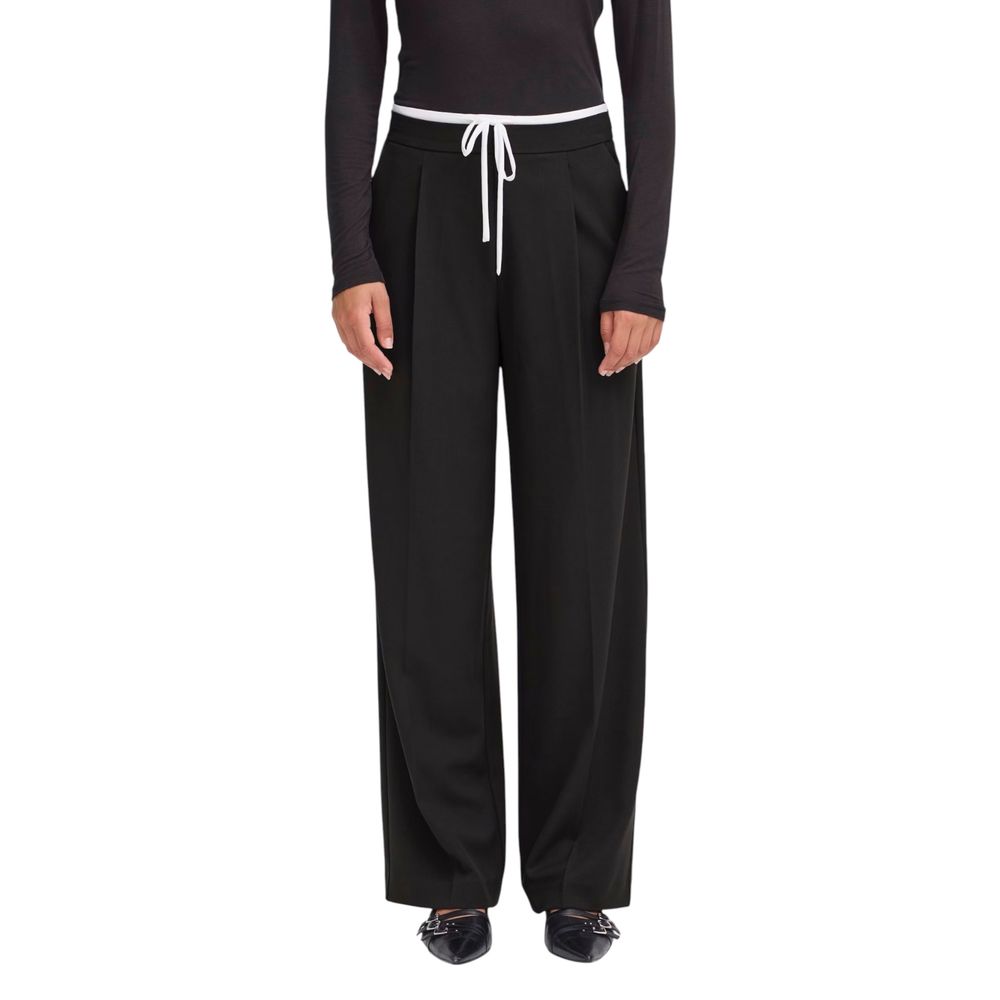 ICHI Black Polyester Women's Pants