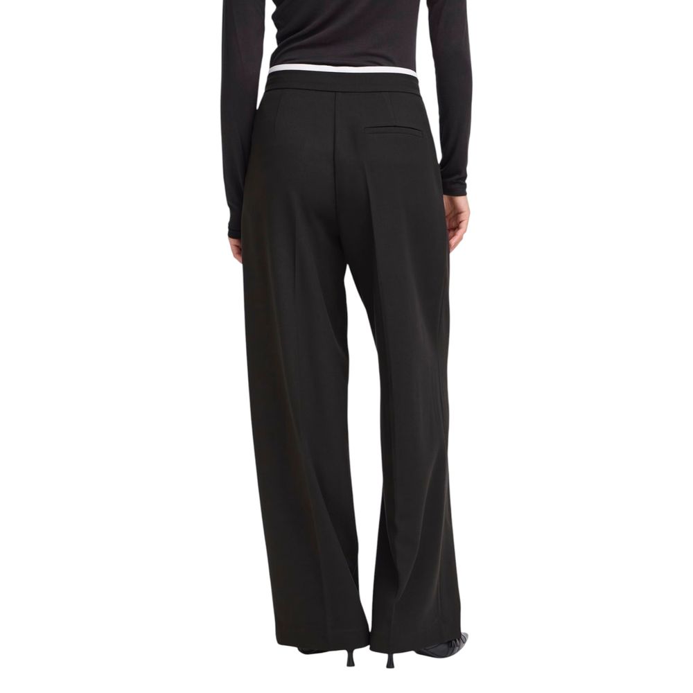 ICHI Black Polyester Women's Pants