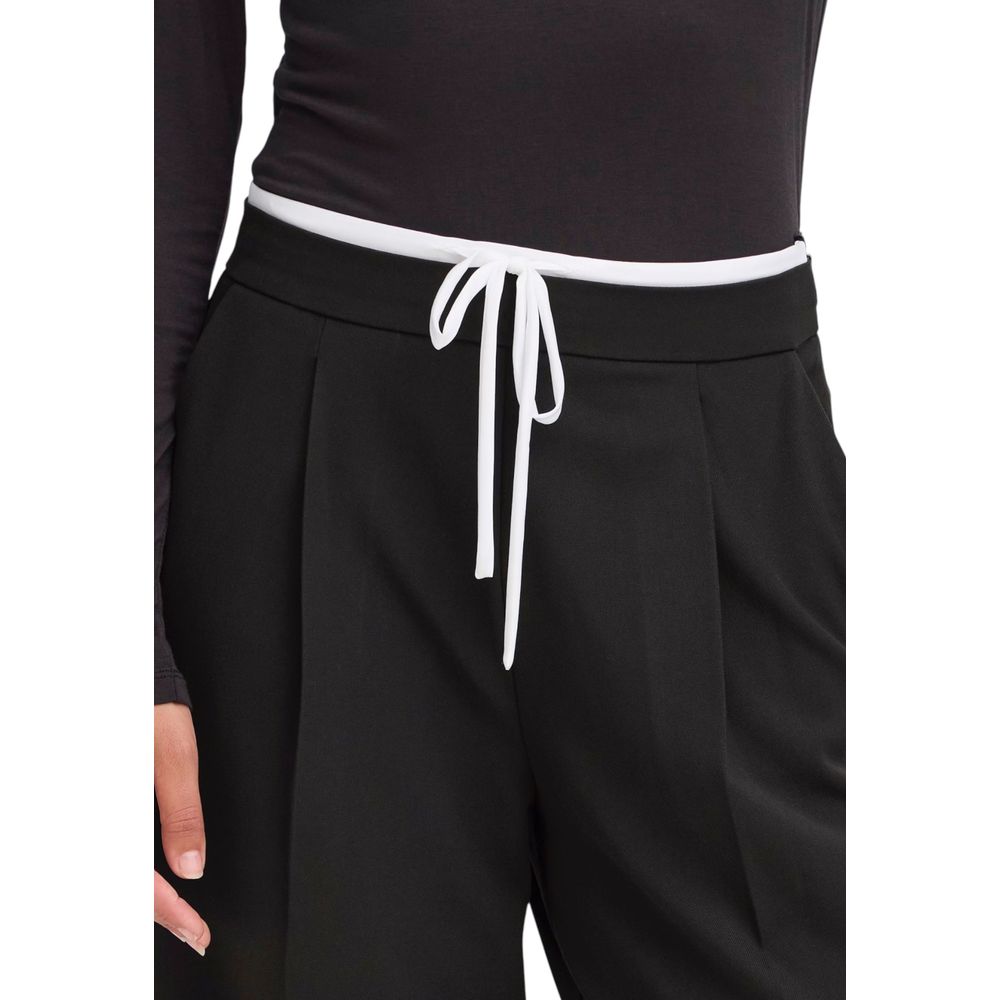 ICHI Black Polyester Women's Pants