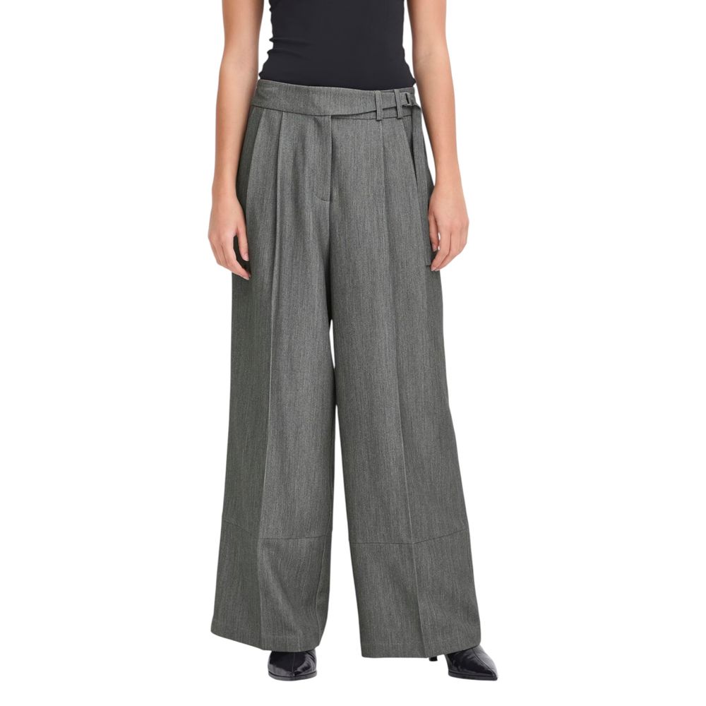 ICHI Gray Polyester Casual Women's Pants