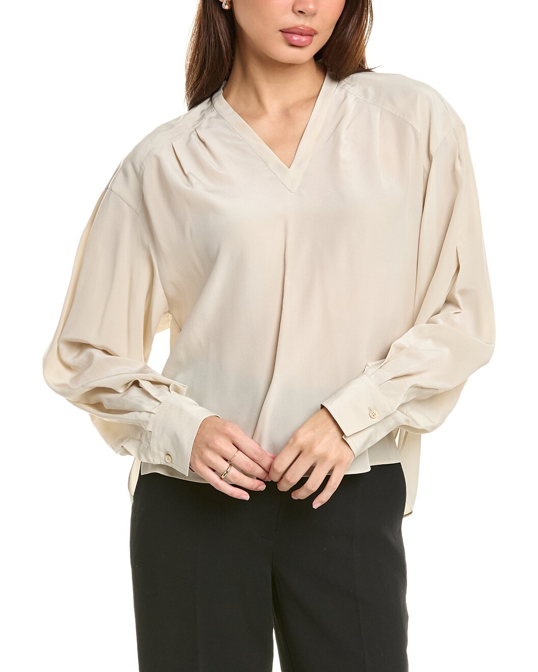 Brunello Cucinelli Beige Silk Women's Blouse