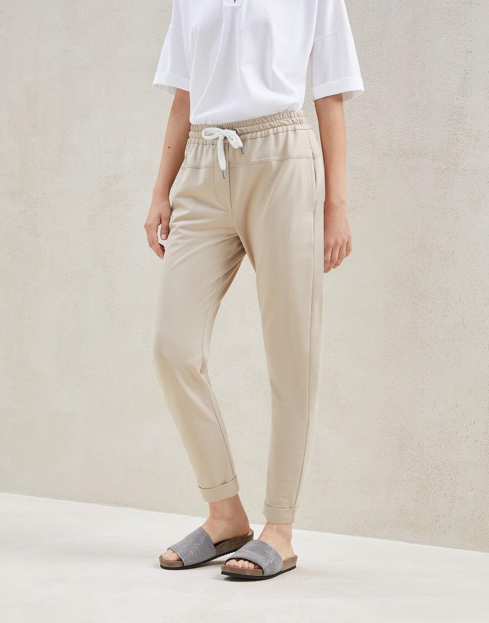 Brunello Cucinelli White Cotton Joggers (Workout Women's Pants)