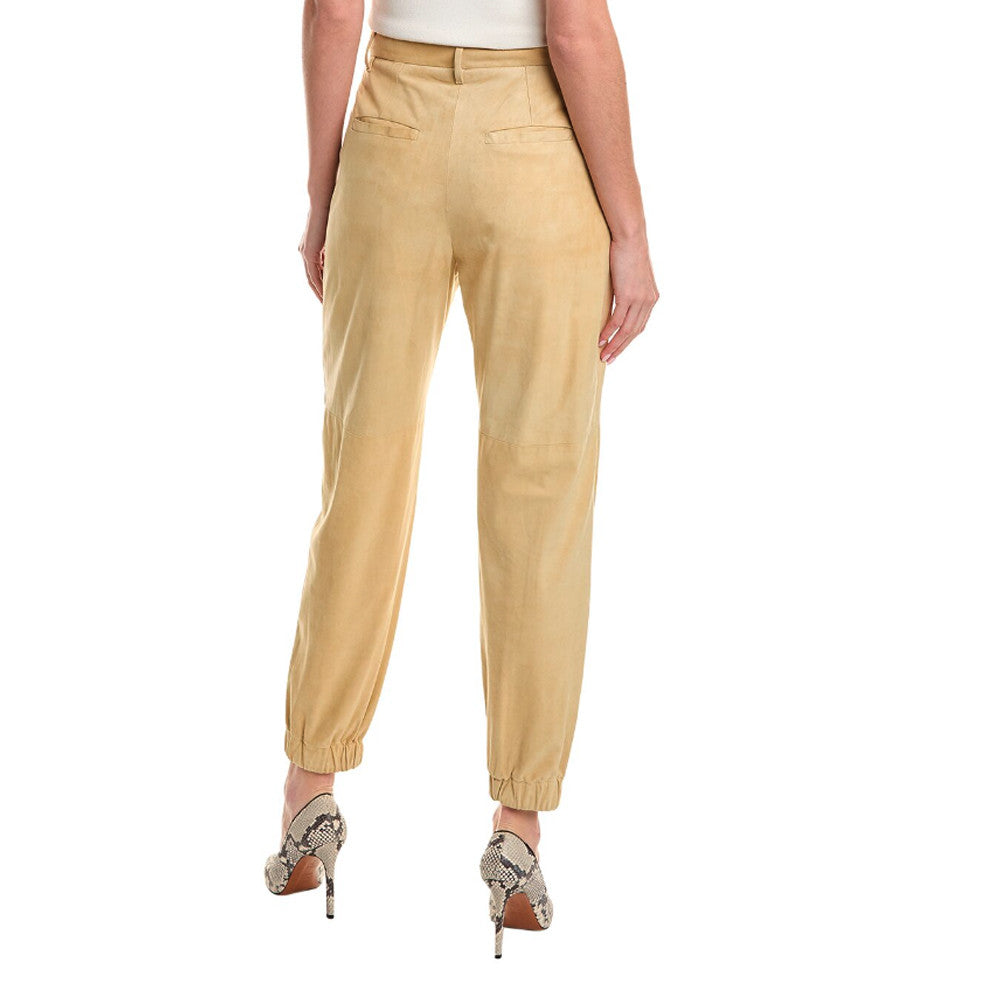 Brunello Cucinelli Beige Leather Women's Pants