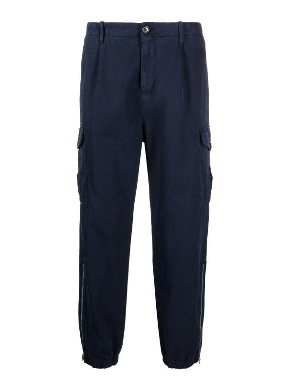 Brunello Cucinelli Blue Cotton Cargo Men's Pants