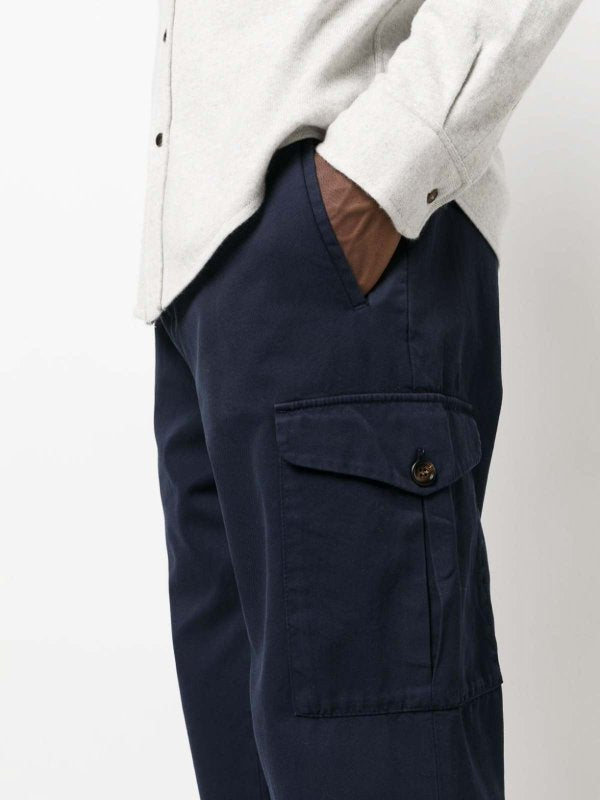 Brunello Cucinelli Blue Cotton Cargo Men's Pants