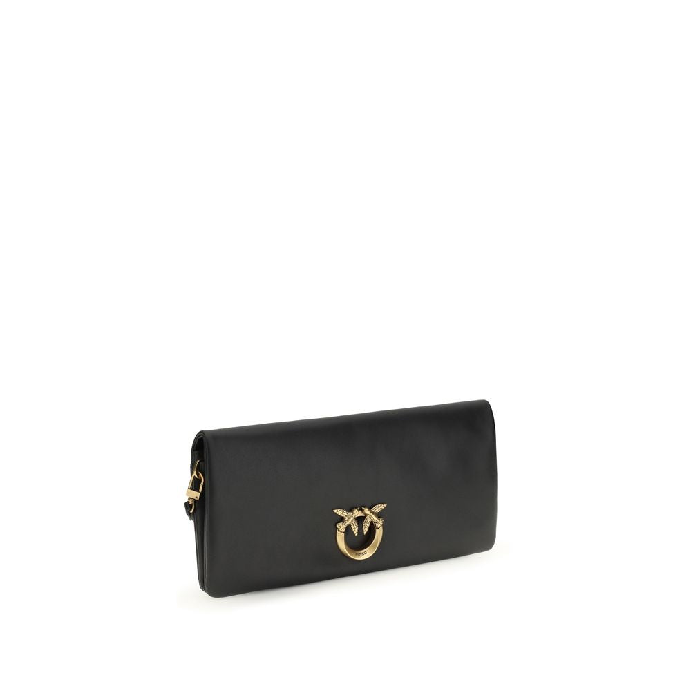 PINKO Black Calf Leather Bos Taurus Clutch Women's Bag