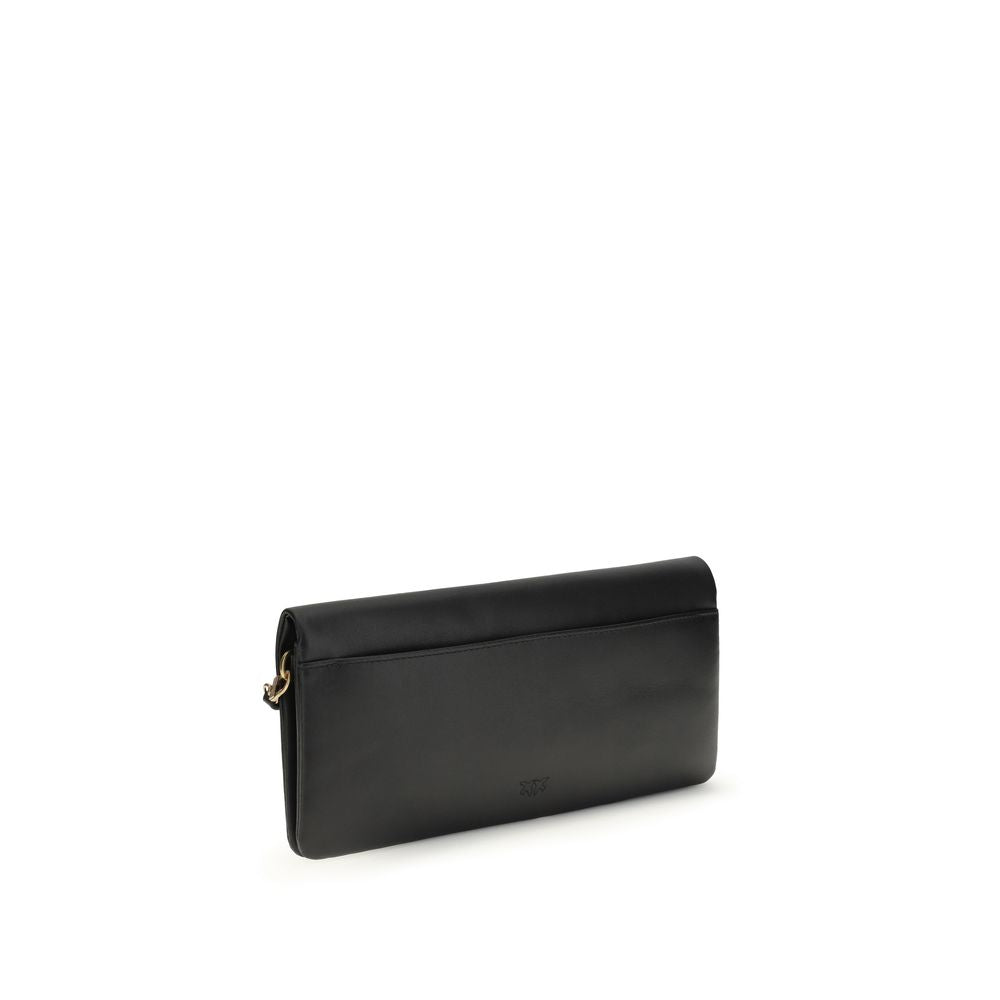 PINKO Black Calf Leather Bos Taurus Clutch Women's Bag