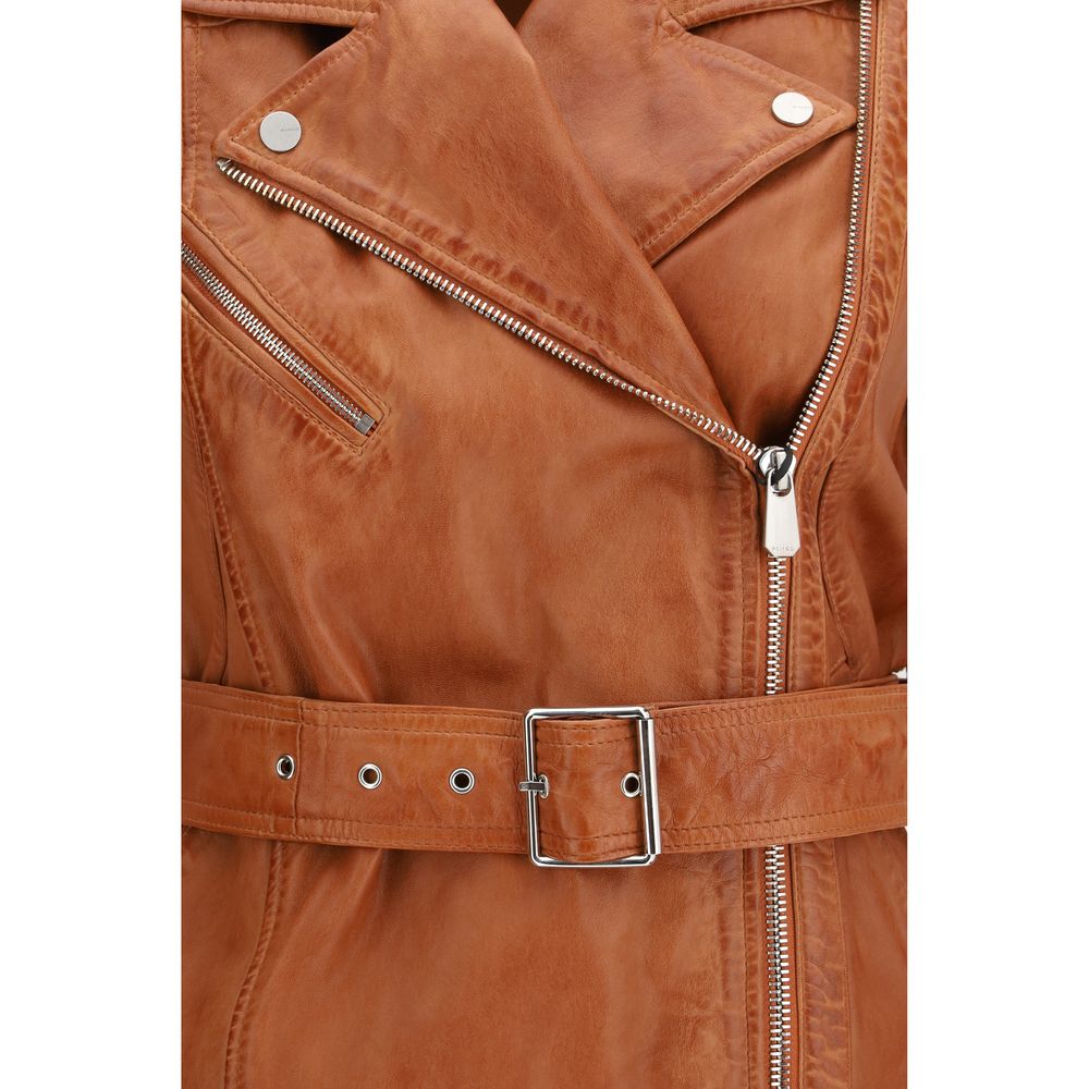 PINKO Brown Goatskin Sleeveless Women's Jacket