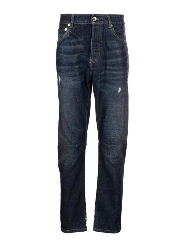 Brunello Cucinelli Black Cotton Straight-Leg Men's Jeans