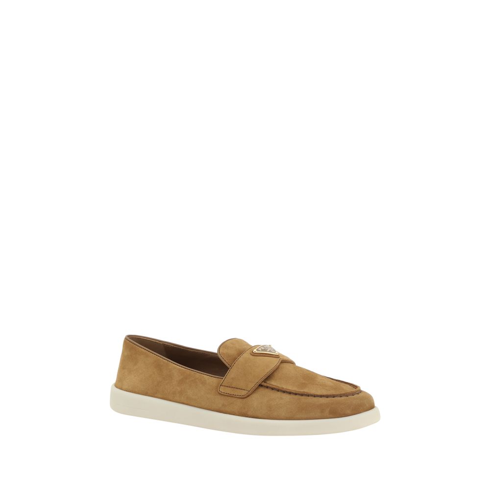 Prada Brown Calf Leather Bos Taurus Slip-On Women's Loafers