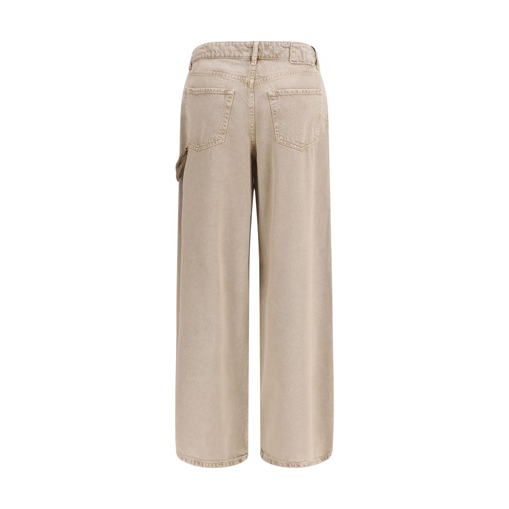 PINKO Beige Cotton Relaxed Fit Women's Jeans