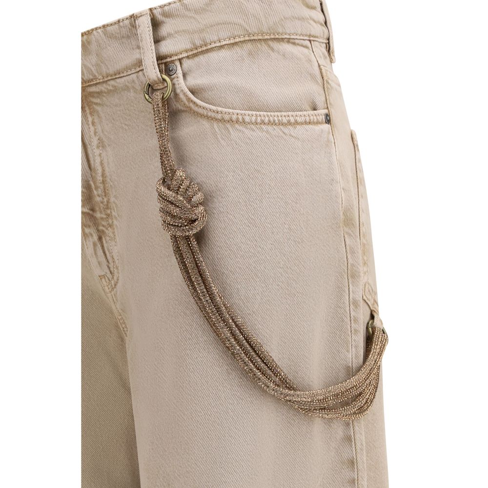 PINKO Beige Cotton Relaxed Fit Women's Jeans