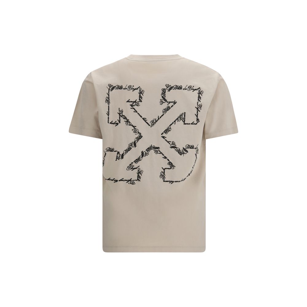Off-White Beige Cotton Men's T-Shirt