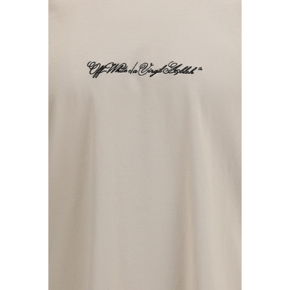 Off-White Beige Cotton Men's T-Shirt