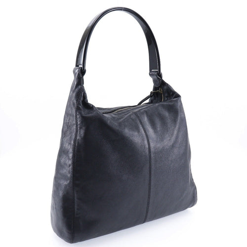 Chanel Hobo Black Leather Shoulder Bag (Pre-Owned)