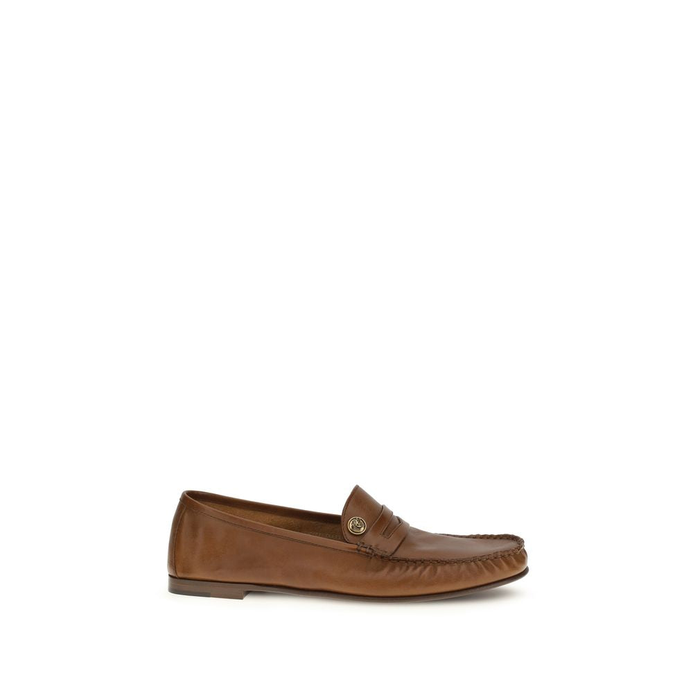 Versace Brown Calf Leather Bos Taurus Slip-On Men's Loafers