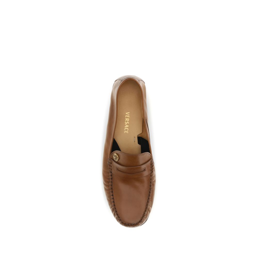 Versace Brown Calf Leather Bos Taurus Slip-On Men's Loafers