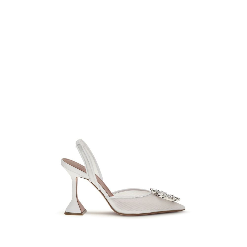 Amina Muaddi White Polyester High Heel Women's Pumps