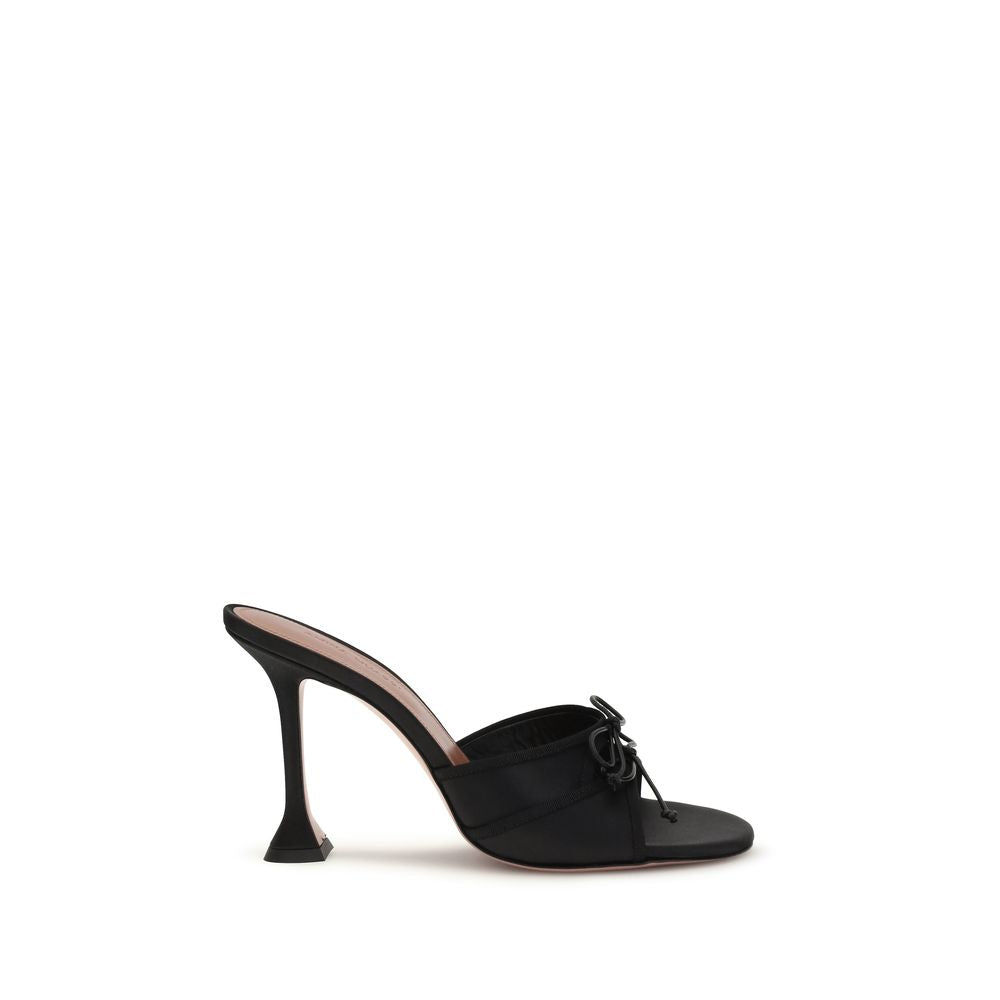 Amina Muaddi Black Fabric Women's Sandals