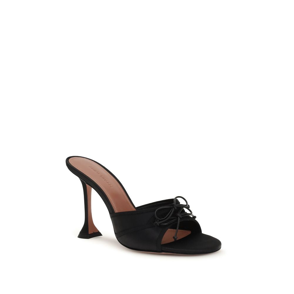 Amina Muaddi Black Fabric Women's Sandals
