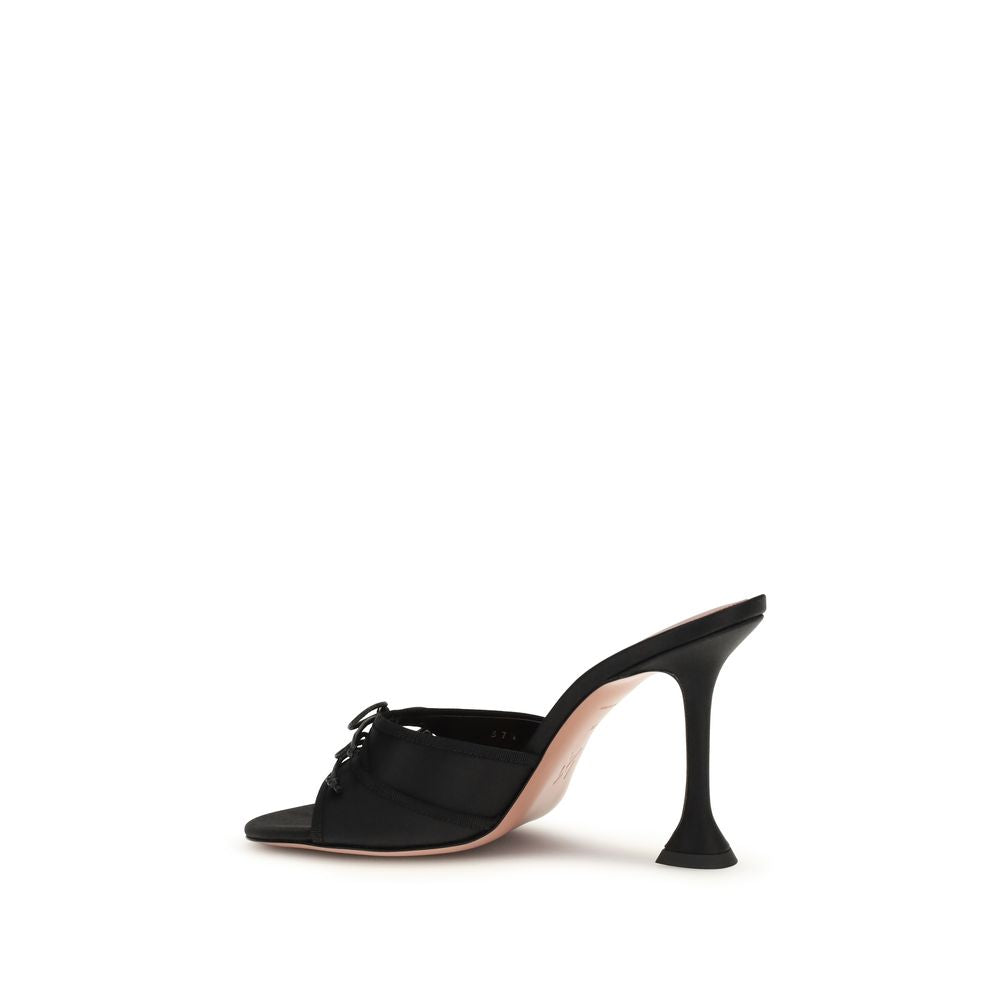 Amina Muaddi Black Fabric Women's Sandals