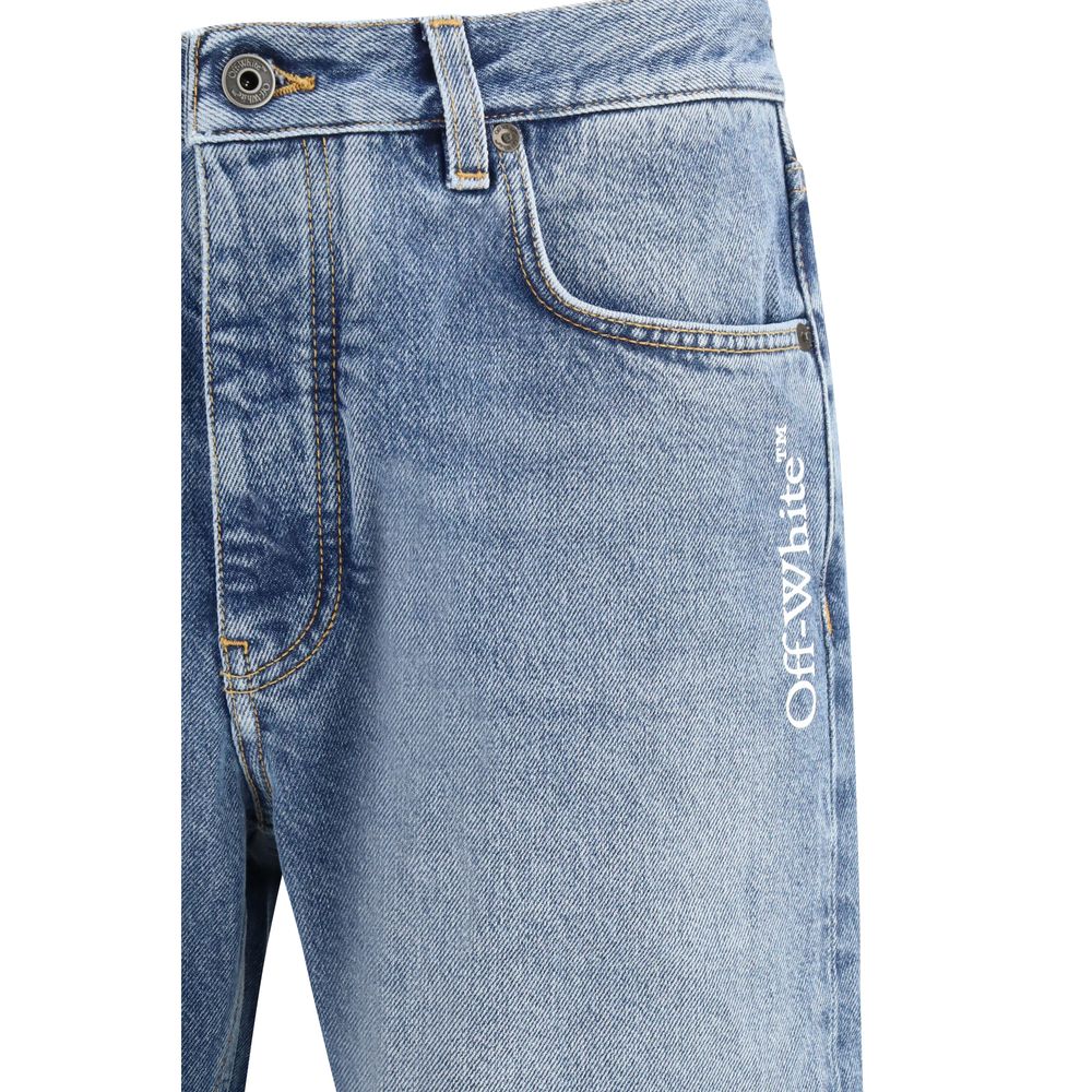Off-White Blue Cotton Relaxed Fit Men's Jeans