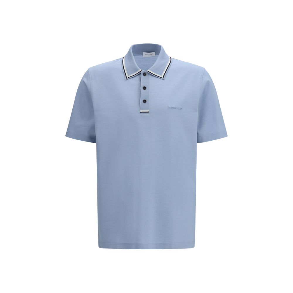 Ferragamo Blue Cotton Polo Men's Shirt