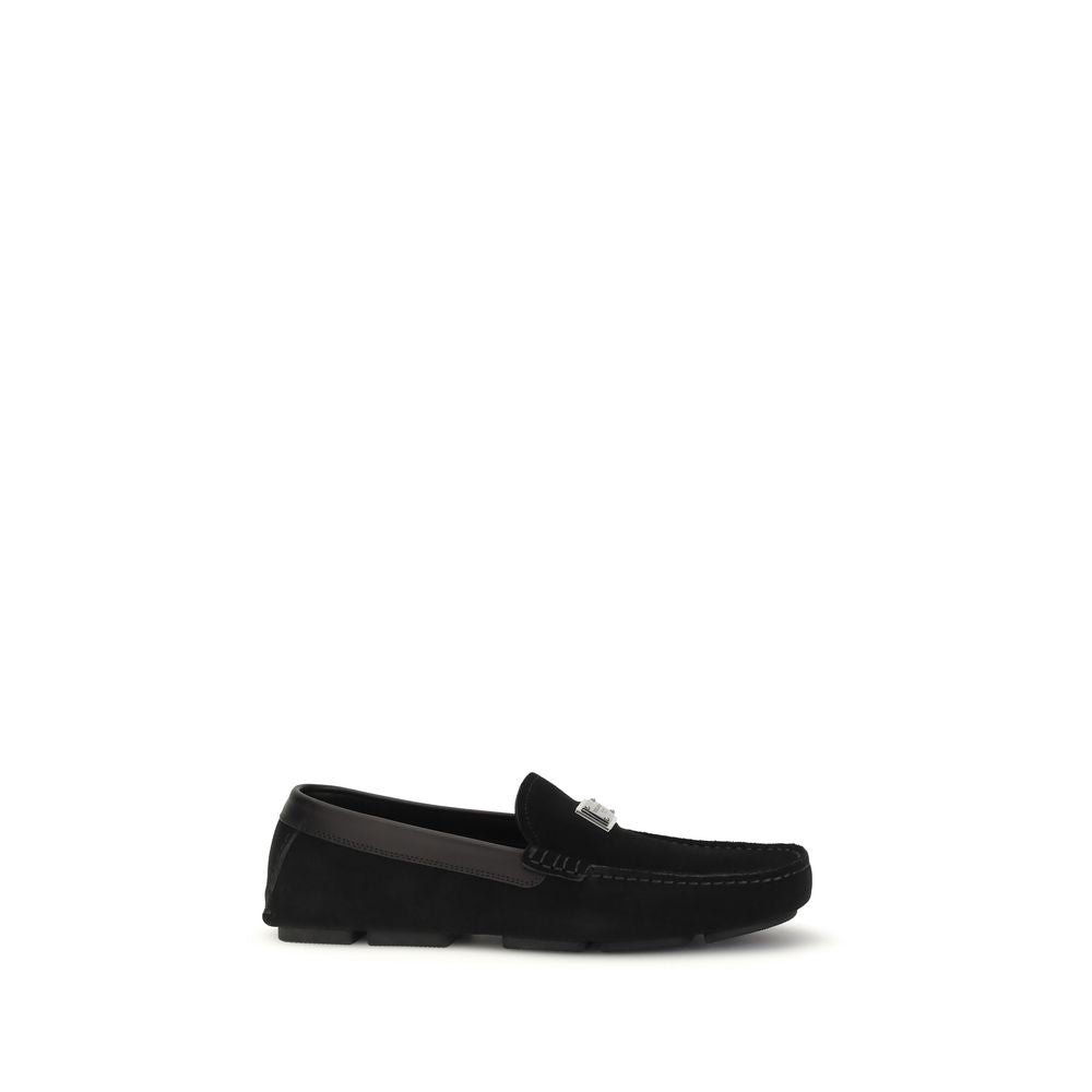 Dolce & Gabbana Black Calf Leather Bos Taurus Slip-On Men's Loafers