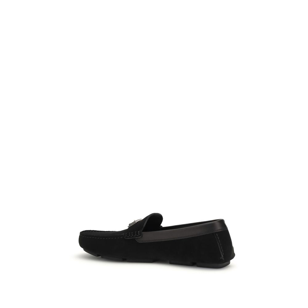 Dolce & Gabbana Black Calf Leather Bos Taurus Slip-On Men's Loafers
