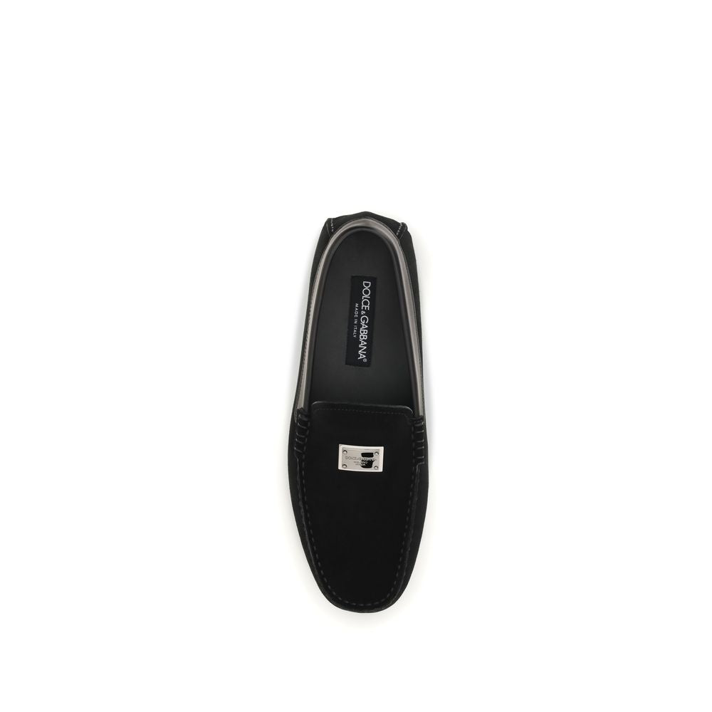 Dolce & Gabbana Black Calf Leather Bos Taurus Slip-On Men's Loafers