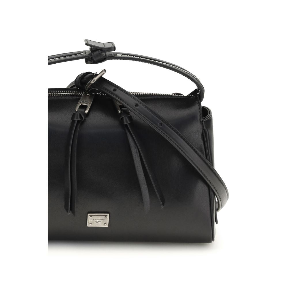 Dolce & Gabbana Black Calf Leather Bos Taurus Men's Handbag