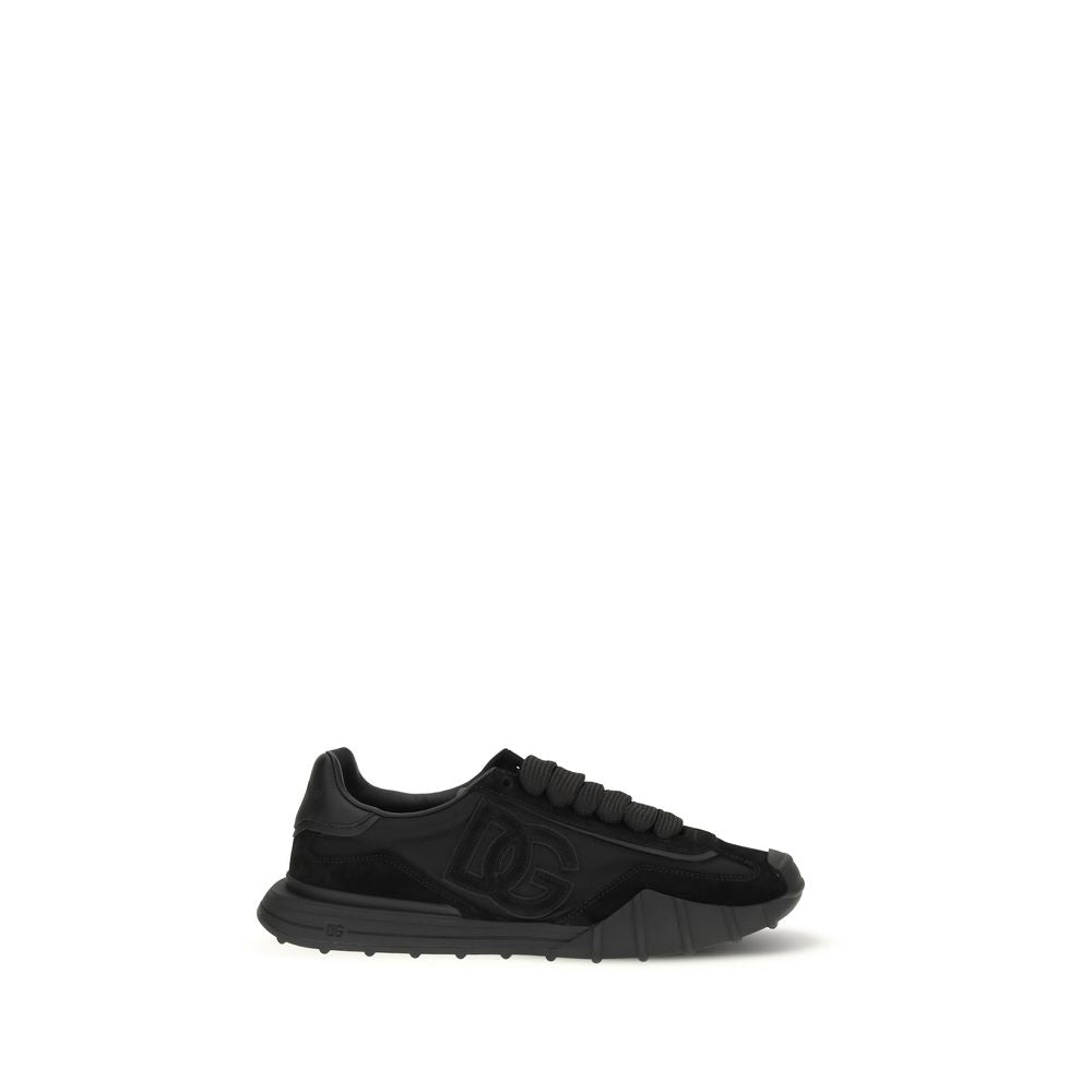 Dolce & Gabbana Black Calf Leather Bos Taurus Athletic Men's Sneakers