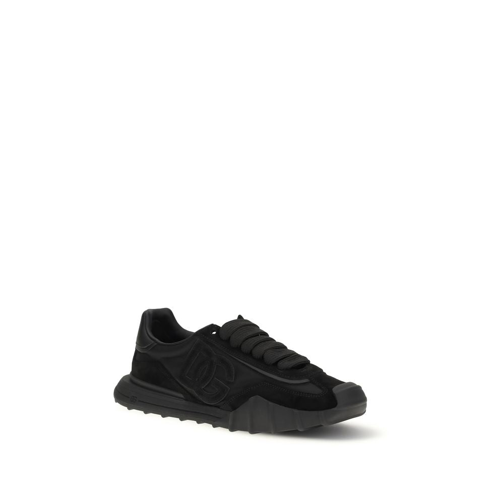 Dolce & Gabbana Black Calf Leather Bos Taurus Athletic Men's Sneakers