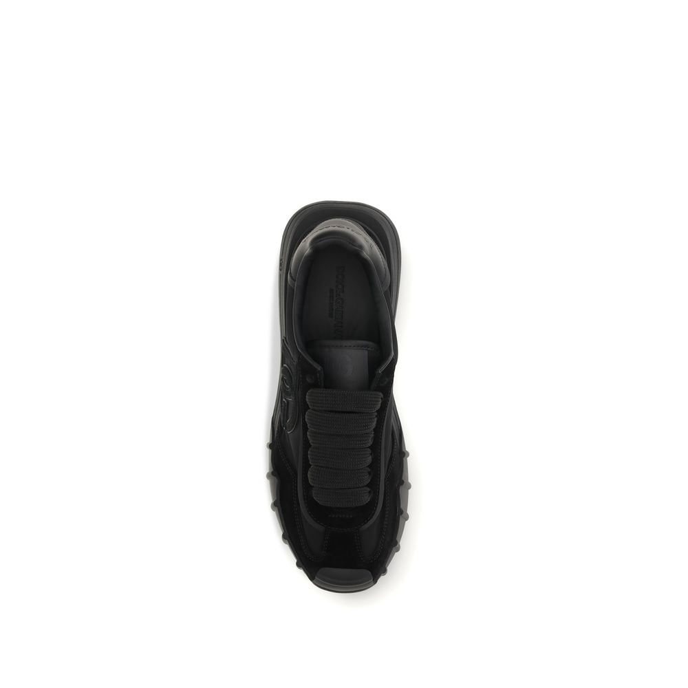 Dolce & Gabbana Black Calf Leather Bos Taurus Athletic Men's Sneakers
