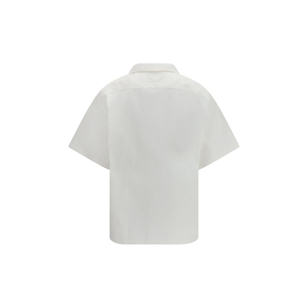 Prada White Cotton Pattern Men's Shirt