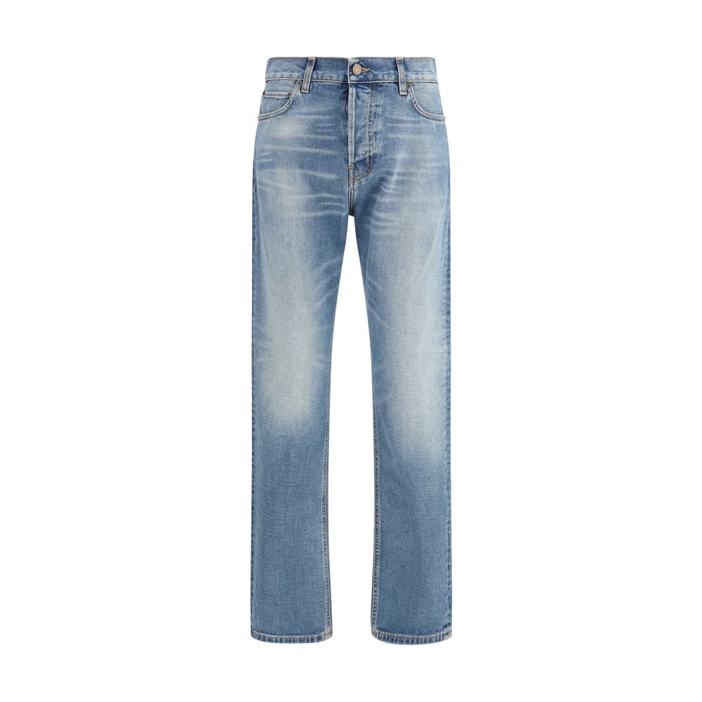 Haikure Blue Cotton Straight-Leg Men's Jeans