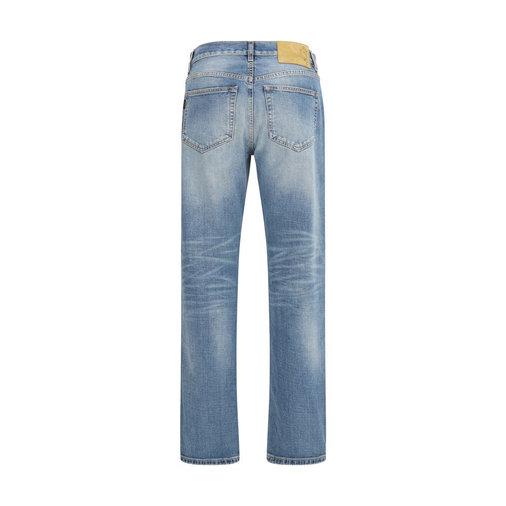 Haikure Blue Cotton Straight-Leg Men's Jeans
