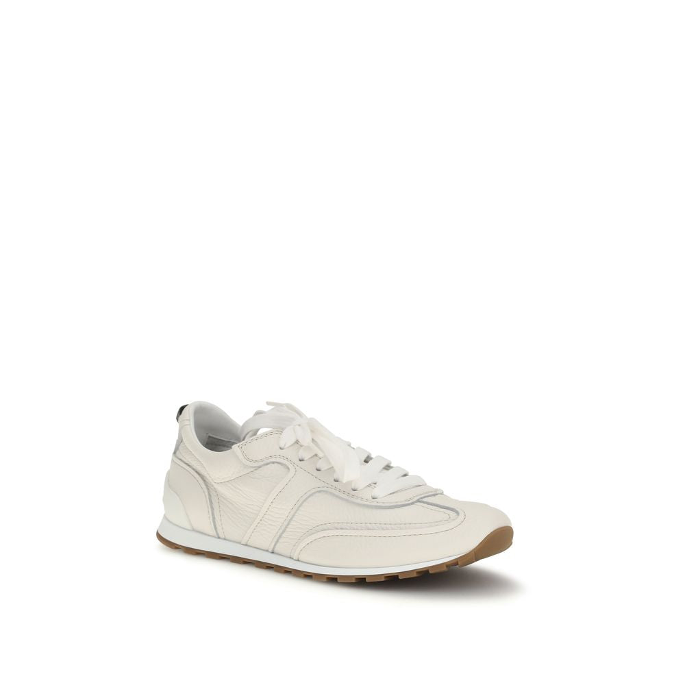 Brunello Cucinelli White Calf Leather Bos Taurus Low Top Women's Sneakers